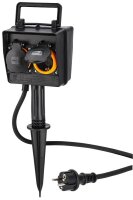 hama 2-fach Gartensteckdose 2,0 m schwarz