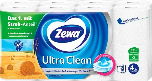 Zewa Toilettenpapier Ultra Clean 4-lagig, 16 Rollen