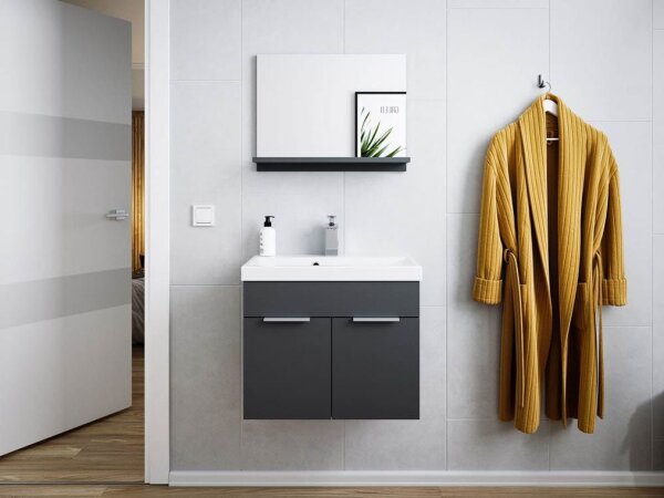 POSSEIK Badmöbel-Set 2-teilig LAGO grafit 59,9 x 35,0 x 51,0 cm
