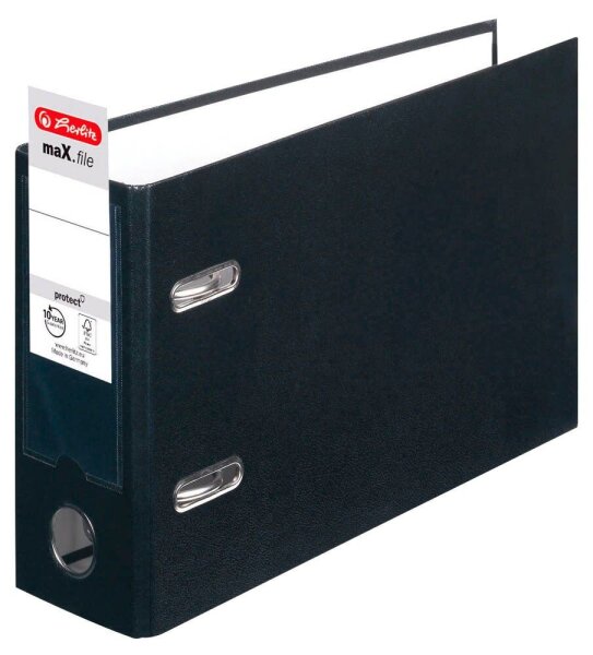 herlitz max.file Ordner schwarz Karton 8,0 cm DIN A5 quer, 1 St.