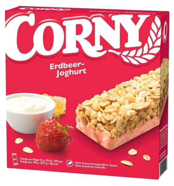 CORNY Erdbeer-Joghurt Müsliriegel 6 Riegel, 6 St.