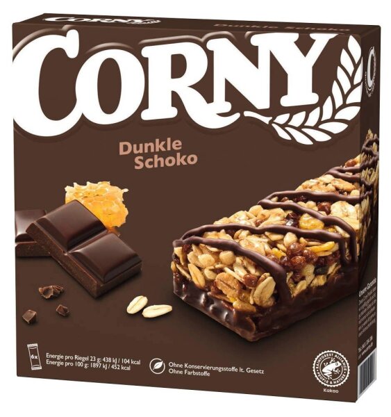 CORNY Dunkle Schoko Müsliriegel 6 Riegel, 6 St.