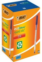 BIC Kugelschreiber Round Stic ECOlutions frostig-transparent, Schreibfarbe: blau, 60 St.