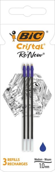 BIC Cristal ReNew Kugelschreiberminen M blau, 3 St.