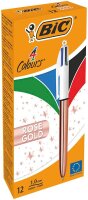 BIC 4-Farben-Kugelschreiber 4 Colours Shine rosegold, Schreibfarbe: blau, schwarz, rot, grün, 1 St.
