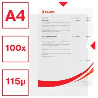 Esselte Sichthüllen DIN A4 transparent genarbt 0,11 mm, 100 St.
