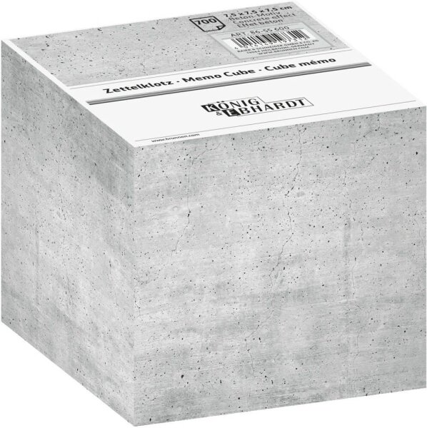 KÖNIG & EBHARDT Beton Notizzettel geleimt grau 7,5 x 7,5 cm, ca. 700 Blatt, 1 Pack