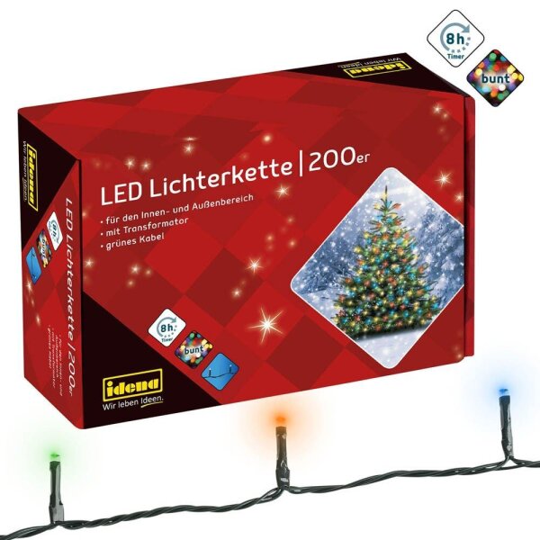 Idena 200er LED Lichterkette schwarz 27,9 m, 1 St.