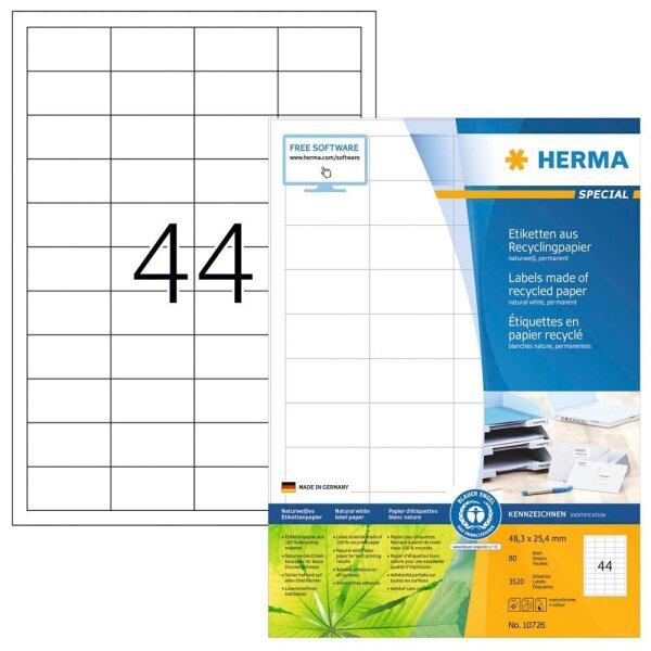 3.520 HERMA Etiketten weiß 48,3 x 25,4 mm  ( 10726 )