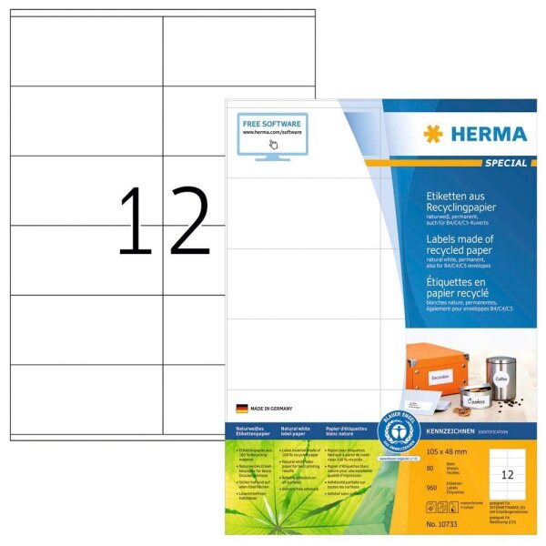 960 HERMA Etiketten weiß 105,0 x 48,0 mm  ( 10733 )
