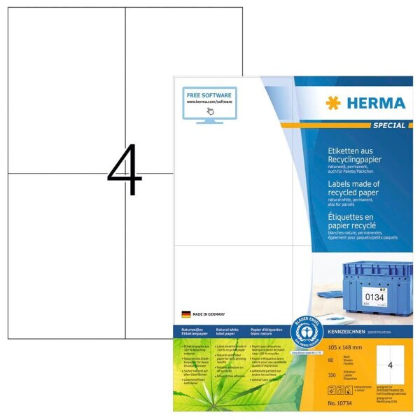 HERMA Etiketten weiß 105,0 x 148,0 mm, 80 Blatt