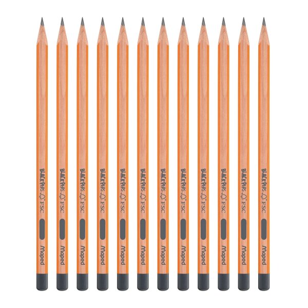 maped BLACKPEPS Bleistifte HB schwarz/orange, 12 St.