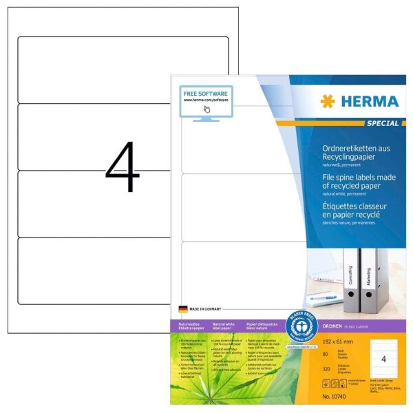 HERMA Ordneretiketten weiß, 80 Blatt