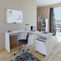 VCM my office Masola Schreibtisch weiß rechteckig, 4-Fuß-Gestell weiß 135,0 x 105,0 cm