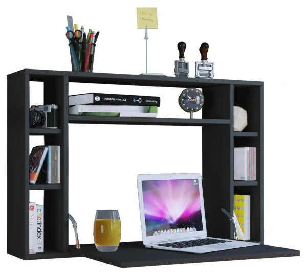 VCM my office Wandila Wandschreibtisch schwarz rechteckig, hängend schwarz 90,0 x 20,0/67,0 cm
