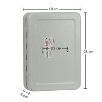 WEDO Schlüsselkasten lichtgrau mit 24 Haken, Sicherheitsschloss, 18,0 x 6,0 x 25,0 cm, 1 St.