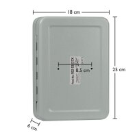 WEDO Schlüsselkasten lichtgrau mit 36 Haken, Sicherheitsschloss, 18,0 x 6,0 x 25,0 cm, 1 St.