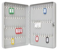 WEDO Schlüsselkasten lichtgrau mit 70 Haken, Sicherheitsschloss, 28,0 x 6,0 x 37,0 cm, 1 St.