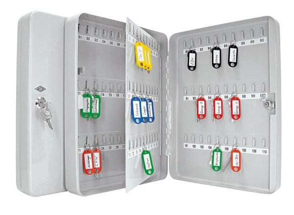 WEDO Schlüsselkasten lichtgrau mit 110 Haken, Sicherheitsschloss, 28,0 x 8,0 x 37,0 cm, 1 St.