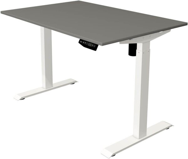 Kerkmann Move 1 elektrisch höhenverstellbarer Schreibtisch grafit rechteckig, T-Fuß-Gestell weiß 120,0 x 80,0 cm