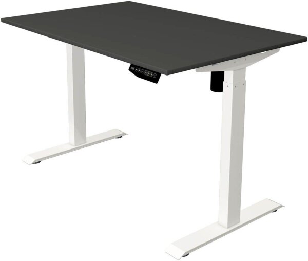Kerkmann Move 1 elektrisch höhenverstellbarer Schreibtisch anthrazit rechteckig, T-Fuß-Gestell weiß 120,0 x 80,0 cm
