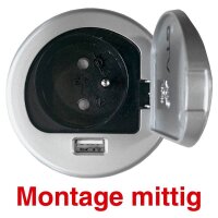 Kerkmann Move 1-fach Tischsteckdose 1,9 m silber mit...