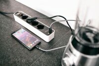 brennenstuhl Ecolor USB-A 4-fach Steckdosenleiste mit Schalter 1,5 m weiß mit USB-Buchse