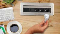brennenstuhl Indesk Power 3-fach Tischsteckdose 2,0 m silber mit USB-Buchse