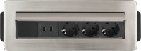 brennenstuhl Indesk Power 3-fach Tischsteckdose 2,0 m silber mit USB-Buchse