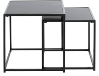 HAKU Möbel Beistelltische-Set rechteckig Sicherheitsglas schwarz, 1 Set