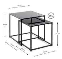 HAKU Möbel Beistelltische-Set rechteckig Sicherheitsglas schwarz, 1 Set