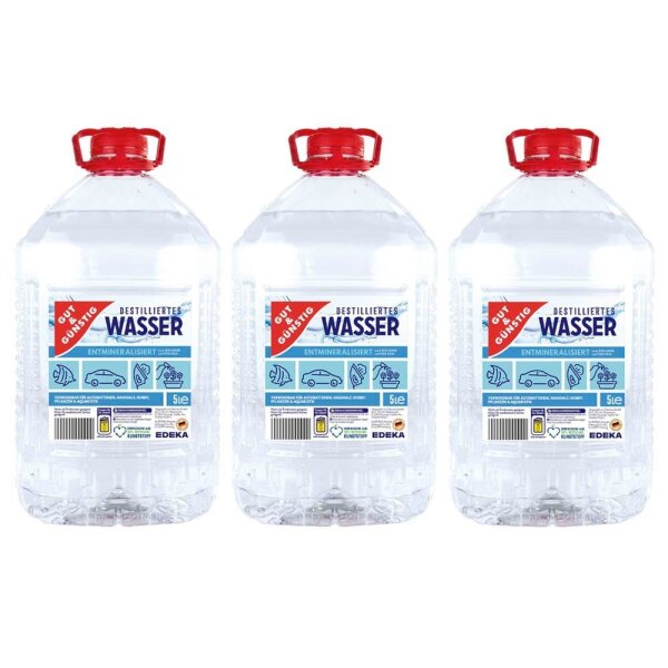 GUT&GÜNSTIG Destilliertes Wasser 3x 5 l, 3 St.