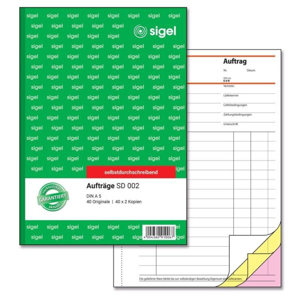 SIGEL Auftrag Formularbuch SD002, 1 St.