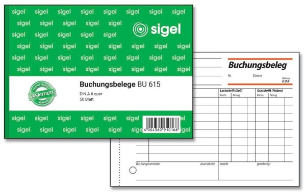 SIGEL Buchungsbeleg Formularbuch BU615, 1 St.