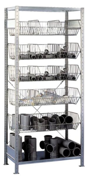 SCHULTE Drahtkorb-Schwerlastregal 13674 silber, verzinkt 100,0 x 50,0 x 230,0 cm