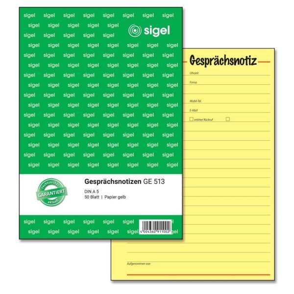 SIGEL Gesprächsnotiz Formularbuch GE513, 1 St.