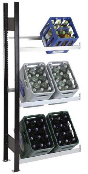 SCHULTE Anbauregal 37003-S schwarz, silber 75,0 x 30,0 x 180,0 cm