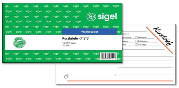 SIGEL Kurzbrief Formularbuch KF213, 1 St.