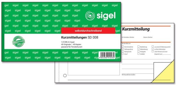 SIGEL Kurzmitteilung Formularbuch SD008, 1 St.
