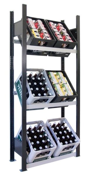 SCHULTE Getränkekistenregal 37001-S schwarz, silber 75,0 x 30,0 x 180,0 cm