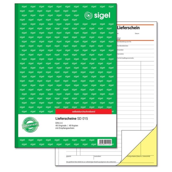 SIGEL Lieferschein mit Empfangsschein Formularbuch SD015, 1 St.