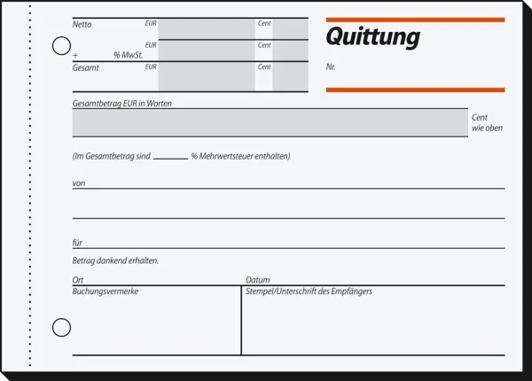 SIGEL Quittung, MwSt. separat ausgewiesen Formularbuch...