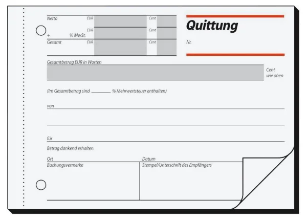SIGEL Quittung, MwSt. separat ausgewiesen Formularbuch...