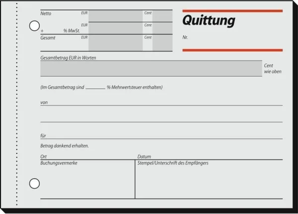 SIGEL Quittung, MwSt. separat ausgewiesen Formularbuch...