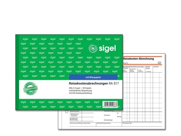 SIGEL Reisekostenabrechnung wöchentlich Formularbuch RA517, 1 St.
