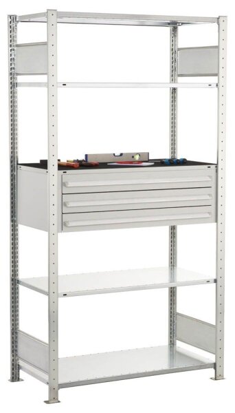 SCHULTE Schwerlast-Schubladenregal 14680 silber 100,0 x 50,0 x 200,0 cm