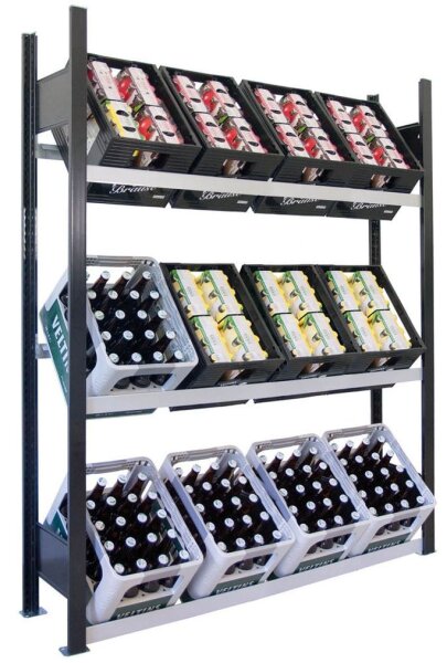 SCHULTE Getränkekistenregal 37008-S schwarz, silber 130,0 x 30,0 x 180,0 cm