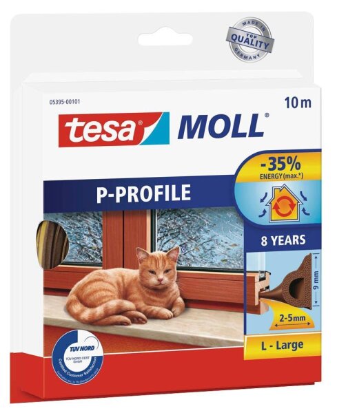 tesa tesamoll® P-Profil Fenster-Dichtungsband braun 9,0 mm x 10,0 m 1 Rolle