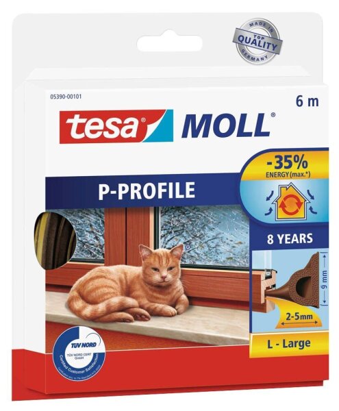 tesa tesamoll® P-Profil Fenster-Dichtungsband braun 9,0 mm x 6,0 m 1 Rolle