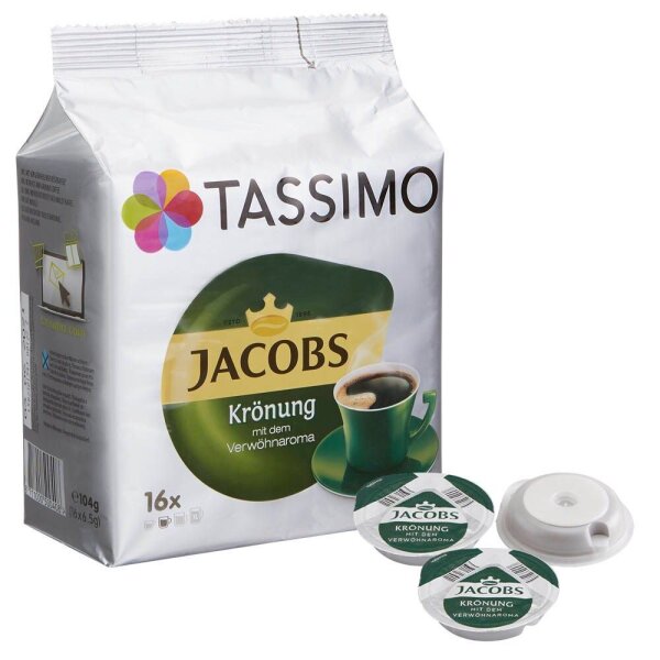 TASSIMO JACOBS Krönung Kaffeediscs, Arabica- und Robustabohnen kräftig, 16 St.
